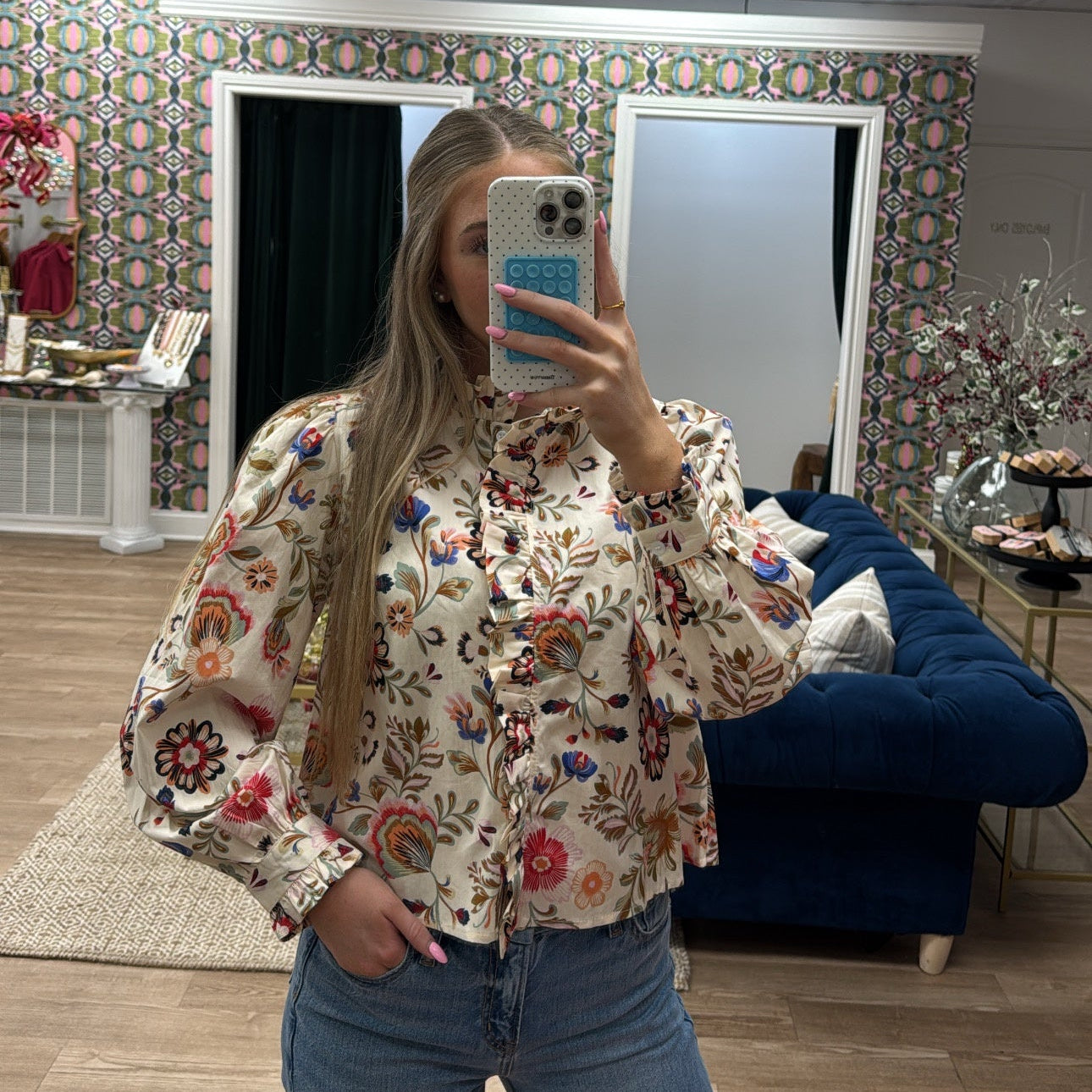 MULTI COLOR PRINT LONG SLEEVE TOP