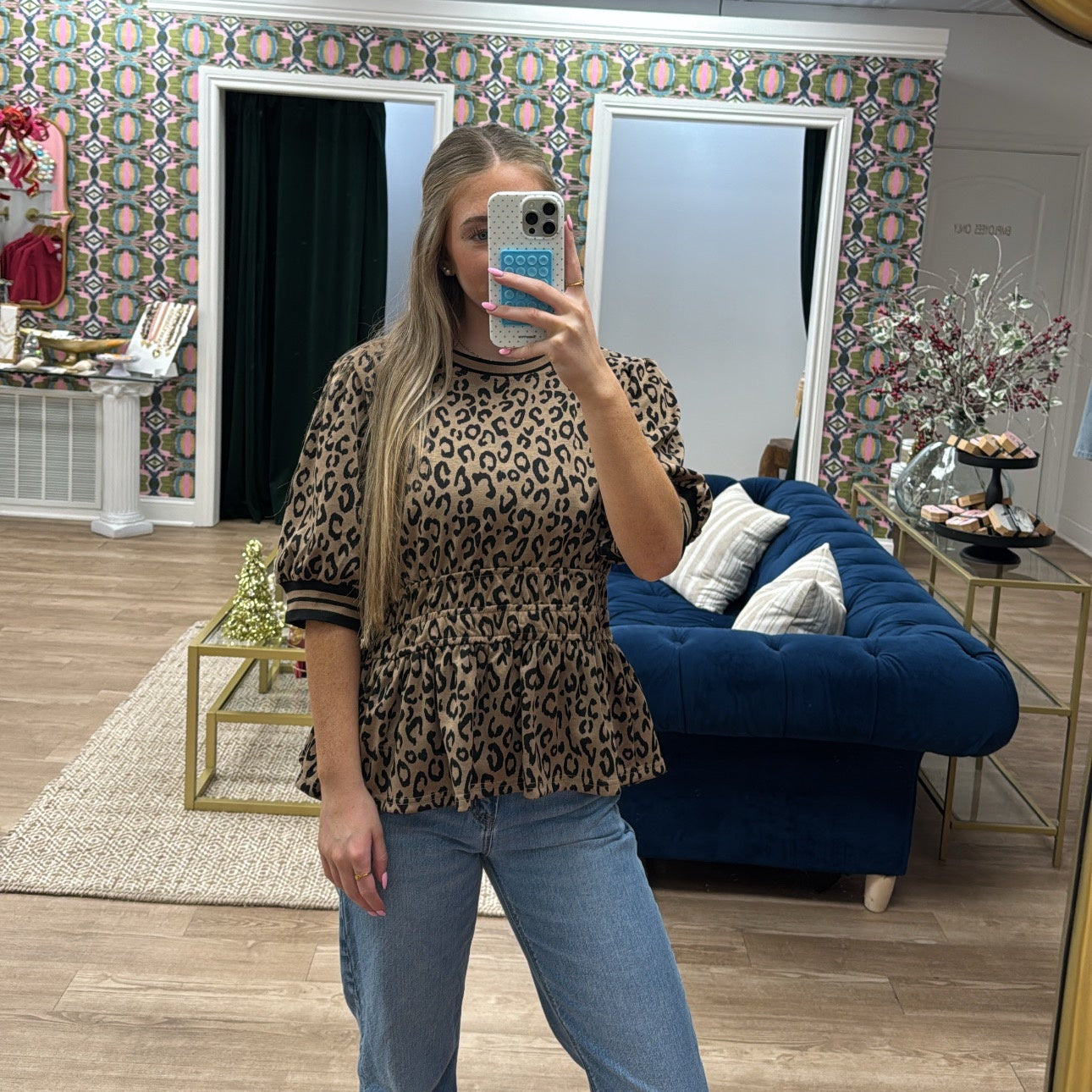 PUFF SLEEVE LEOPARD TOP