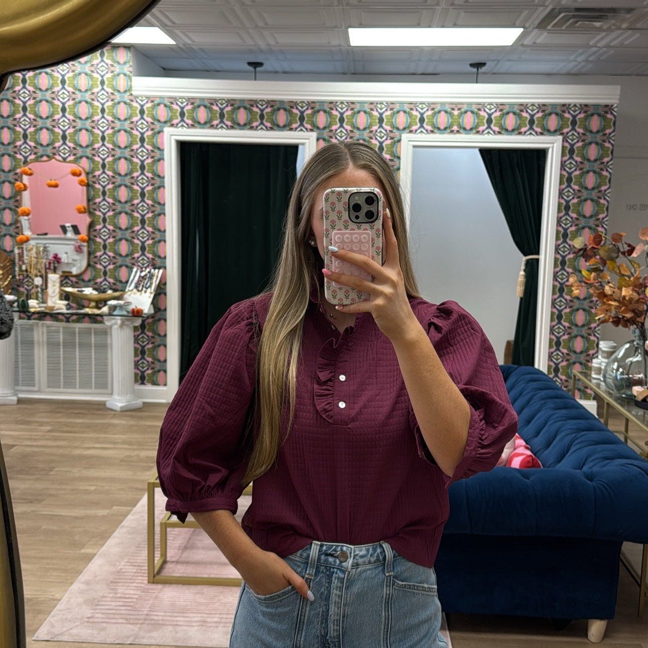 PLUM PUFF SLEEVE BLOUSE