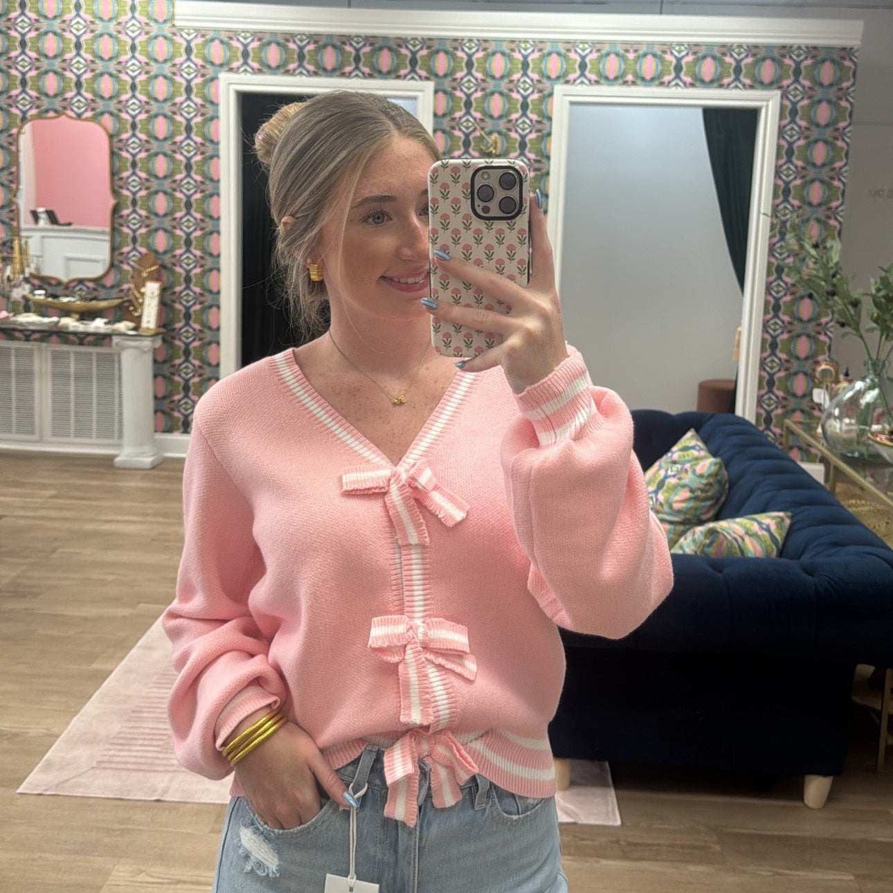 PINK BOW CARDIGAN