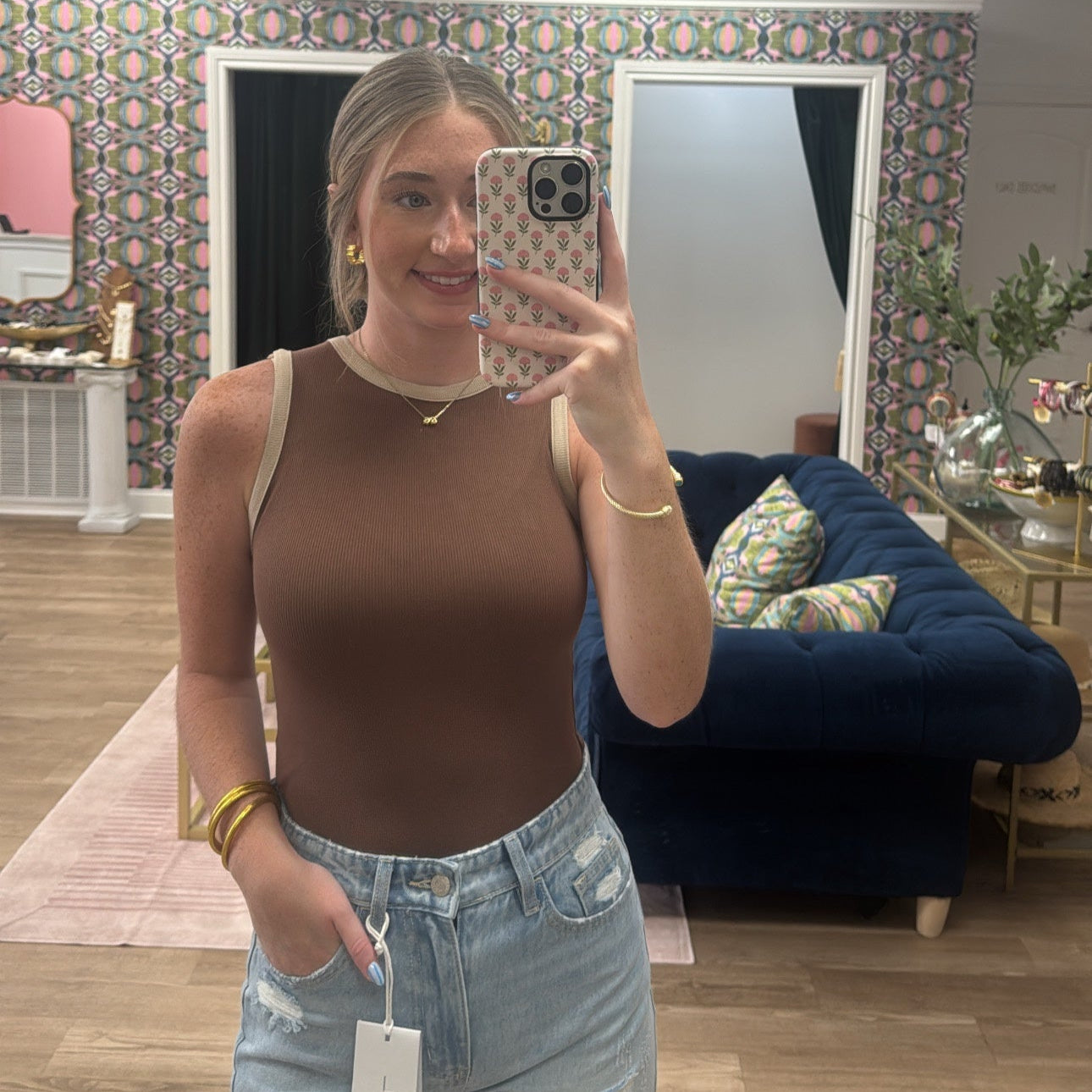 BROWN RIBBED BODYSUIT