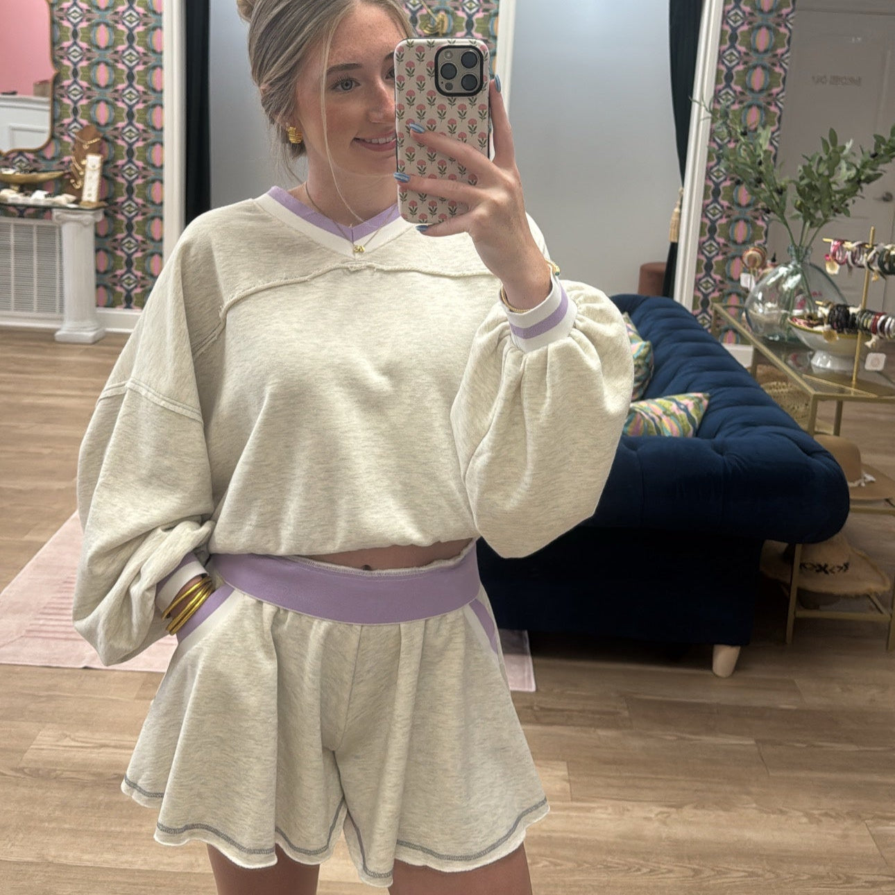 GREY AND PURPLE SWEAT SET