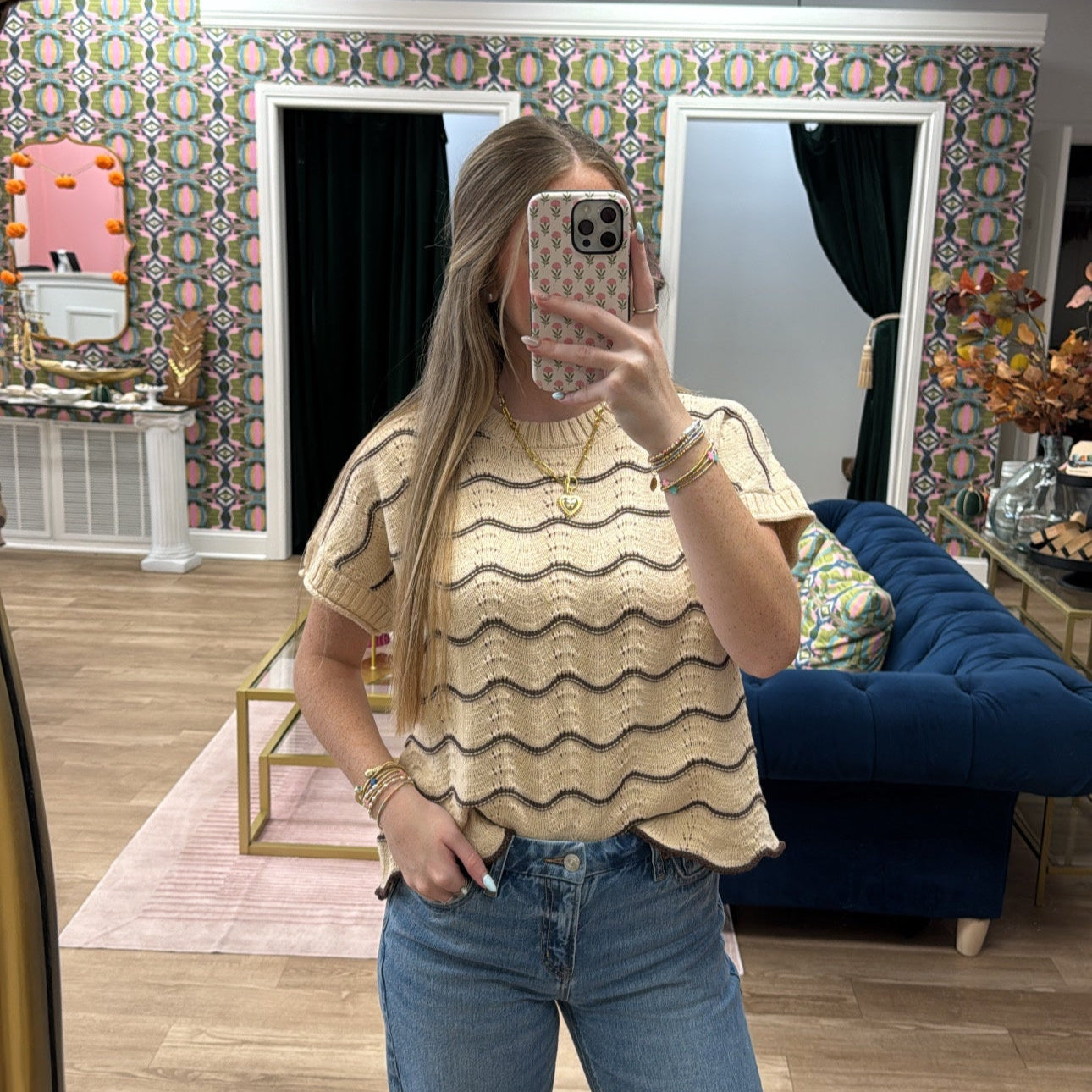 TAUPE SCALLOP KNIT SWEATER