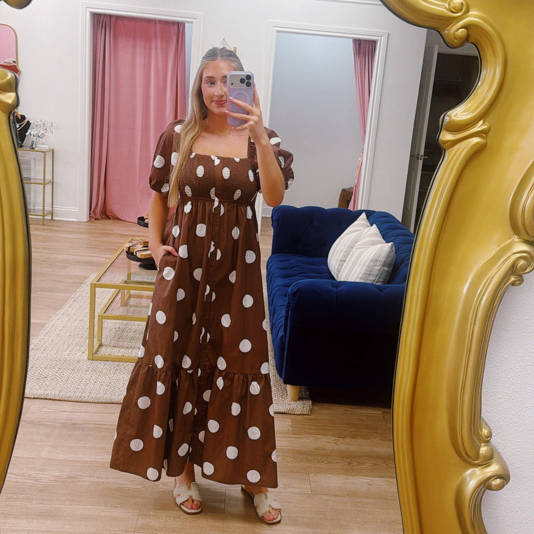 brown maxi polka dot dress ASOS DESIGN satin tie back maxi dress in chocolate polka dot
