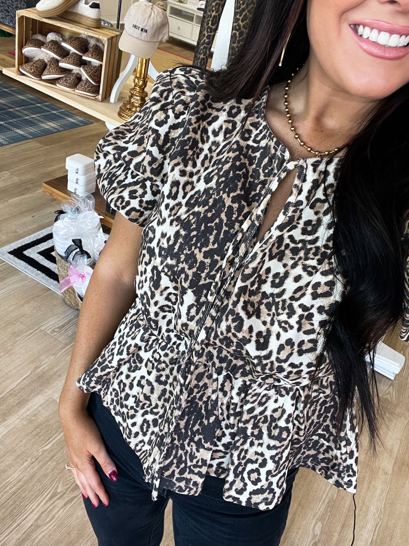 LEOPARD PUFF SLEEVE BLOUSE