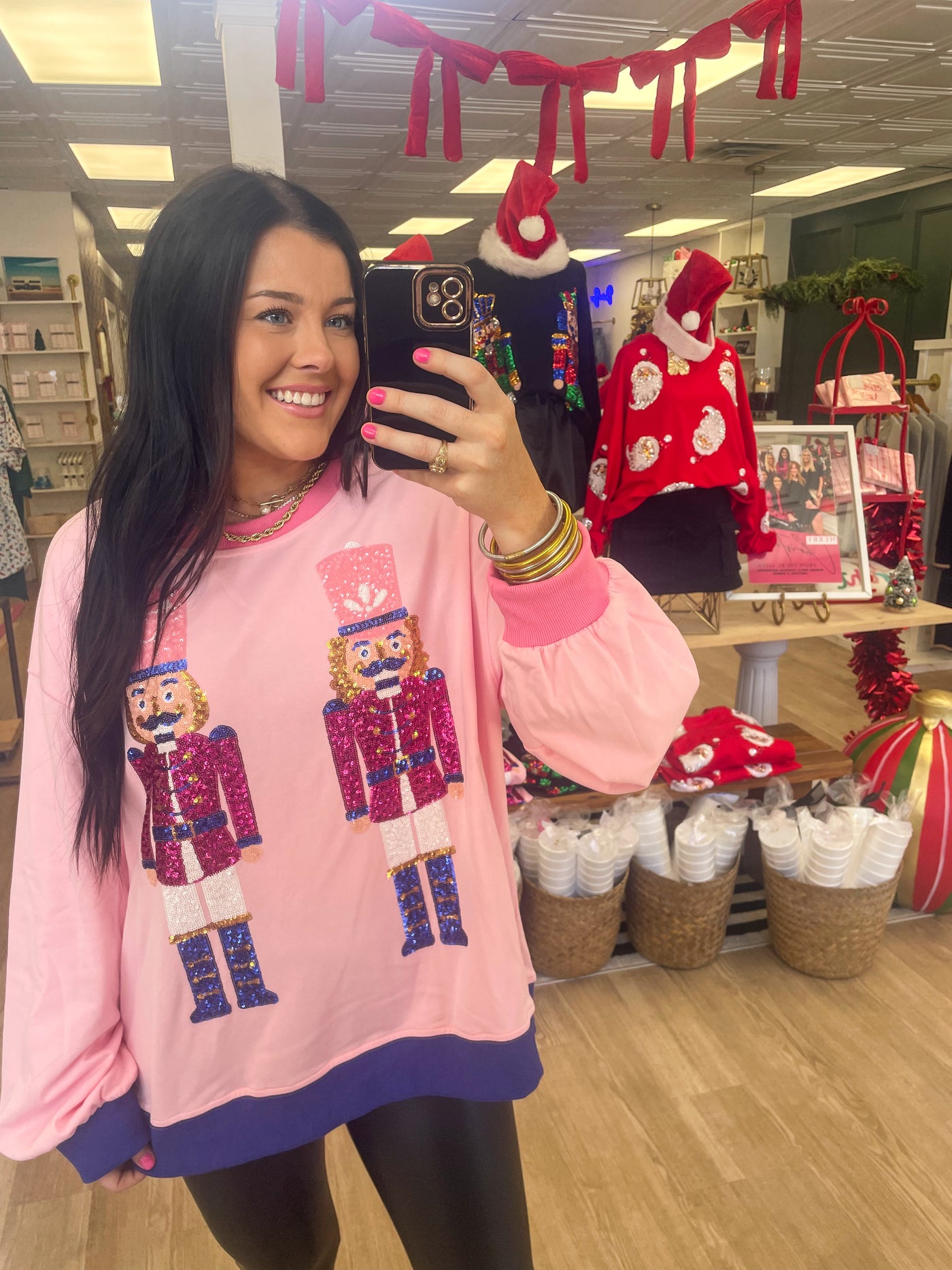 PINK SEQUIN NUTCRACKER SWEATER