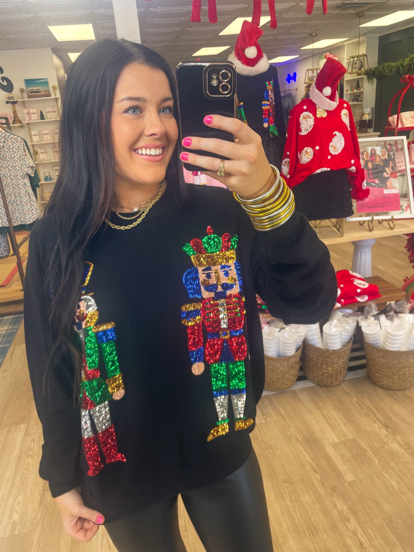 BLACK NUTCRACKER SEQUIN SWEATER