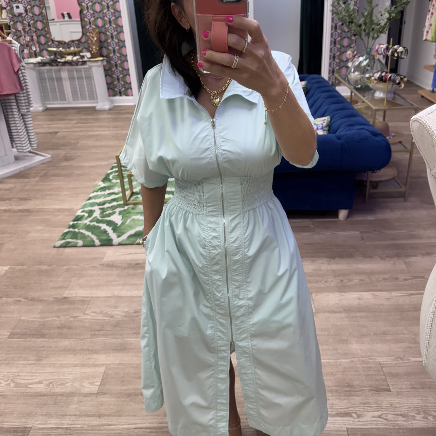 LIGHT BLUE ZIP MIDI