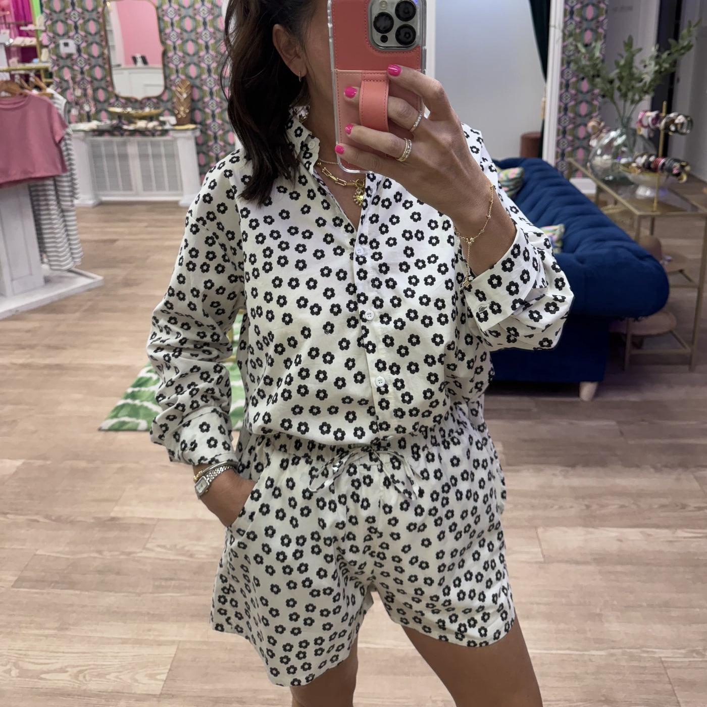 WHITE/BLACK FLORAL SET