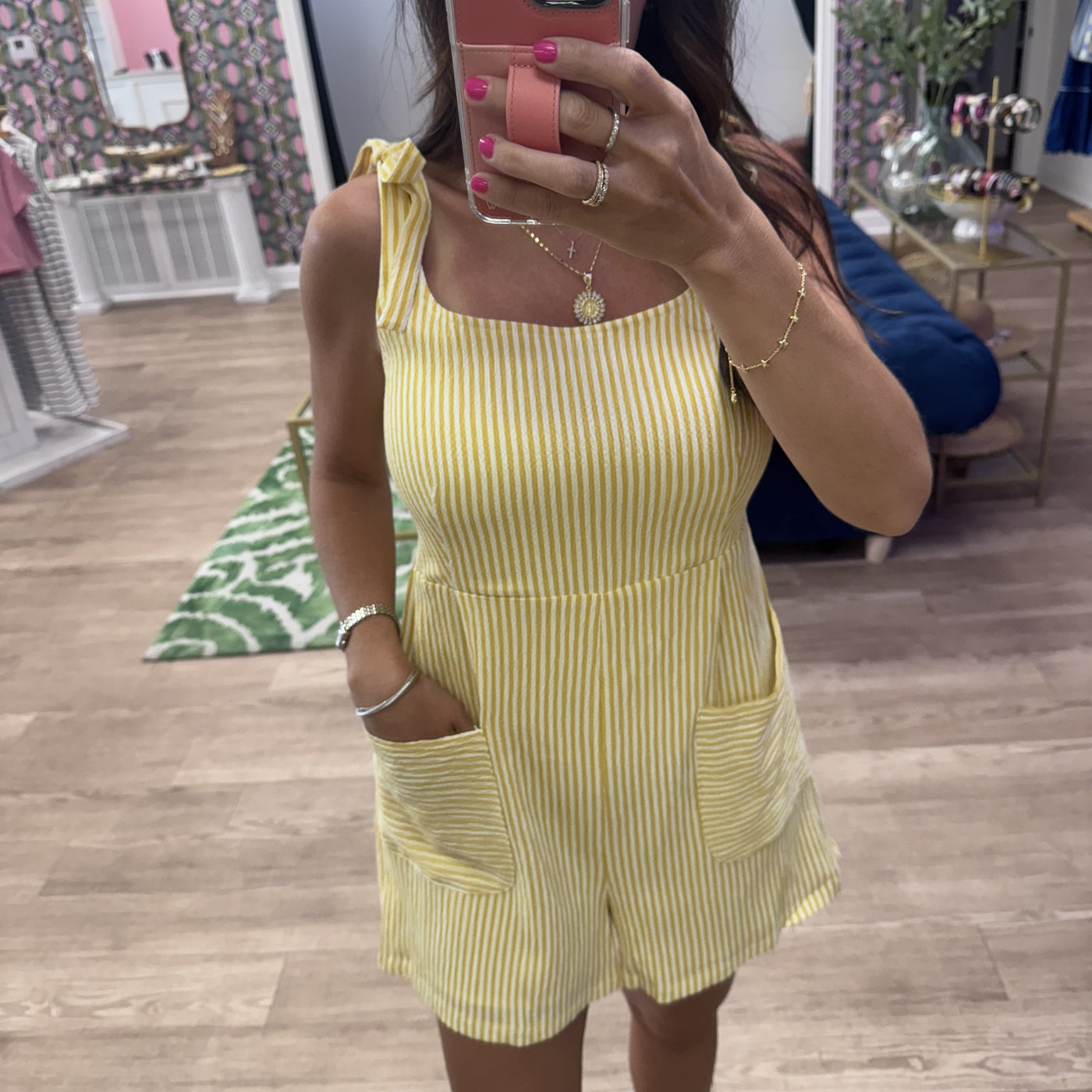 YELLOW STRIPED ROMPER