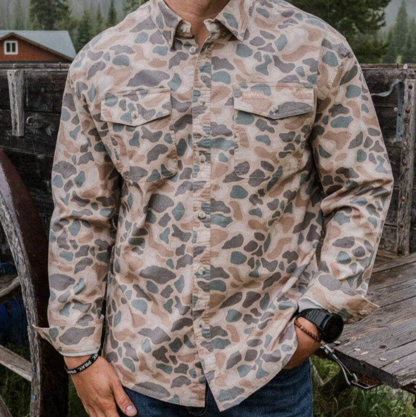 COTTON TWILL BUTTON UP - LS - PINTAIL CAMO