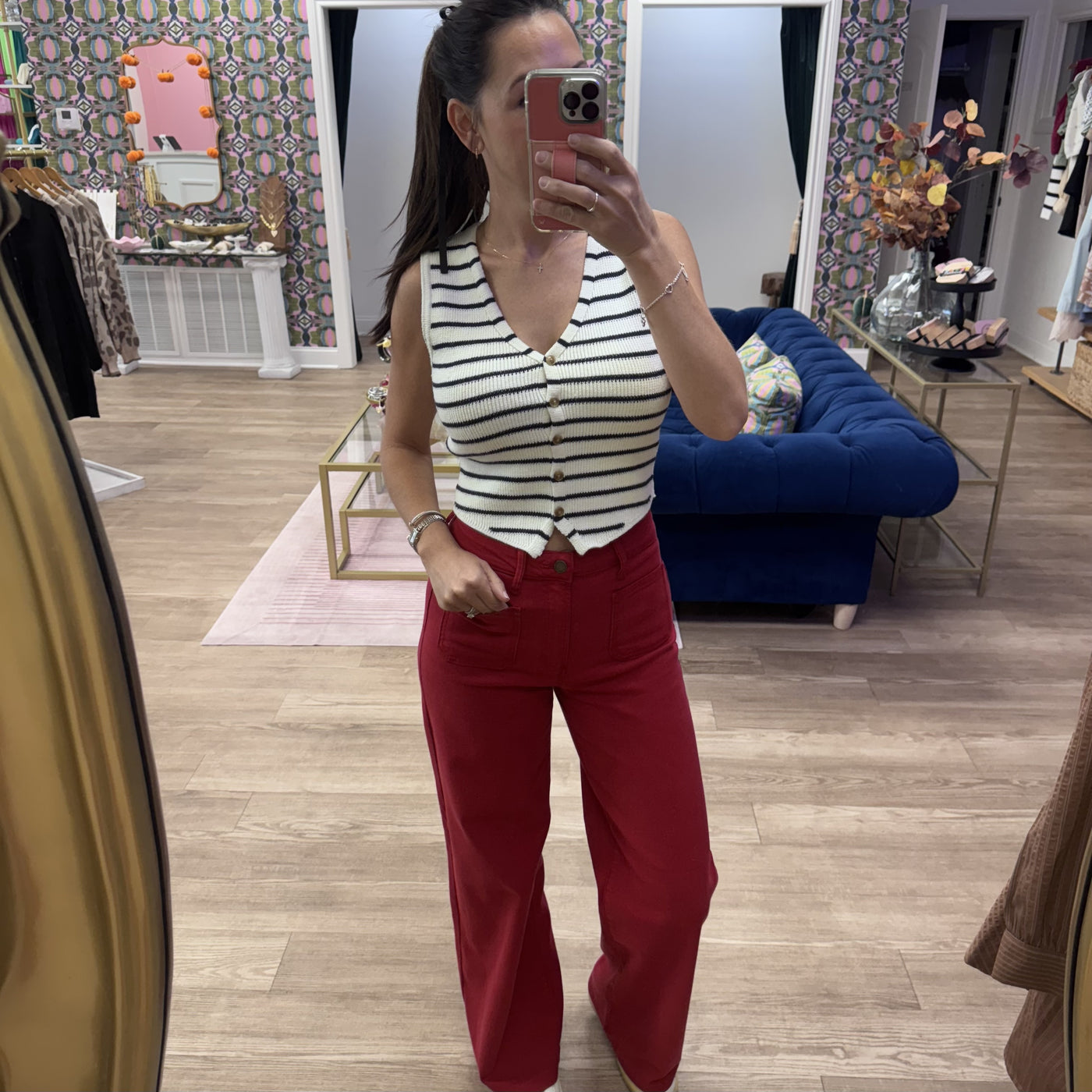 RED MINI POCKET JEANS