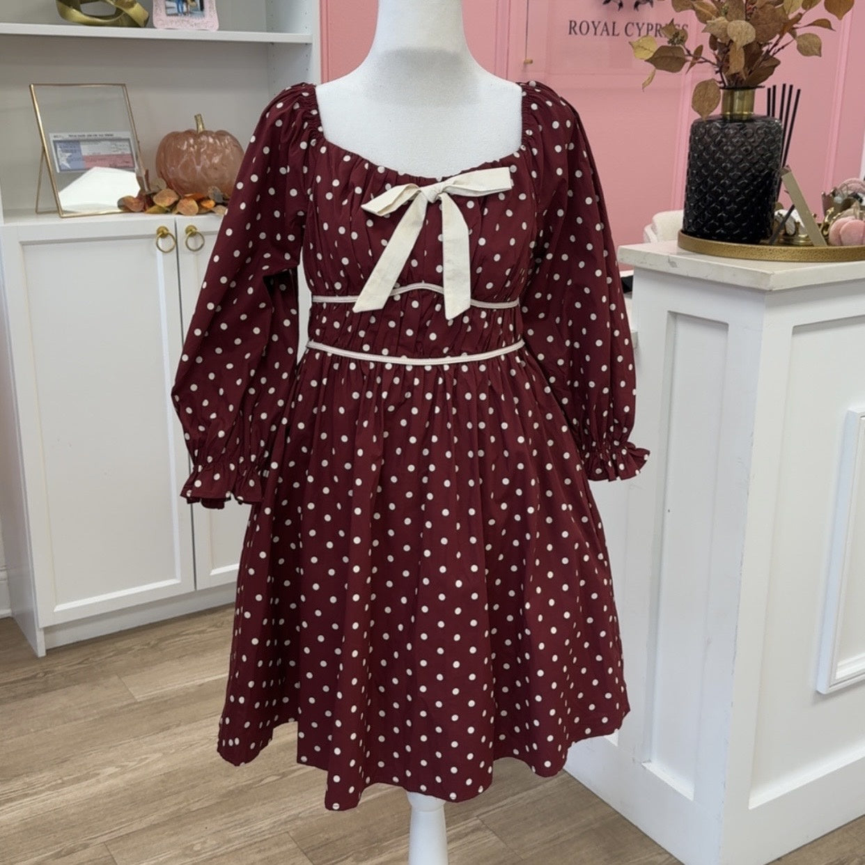 POLKA DOT MINI FRONT BOW DRESS