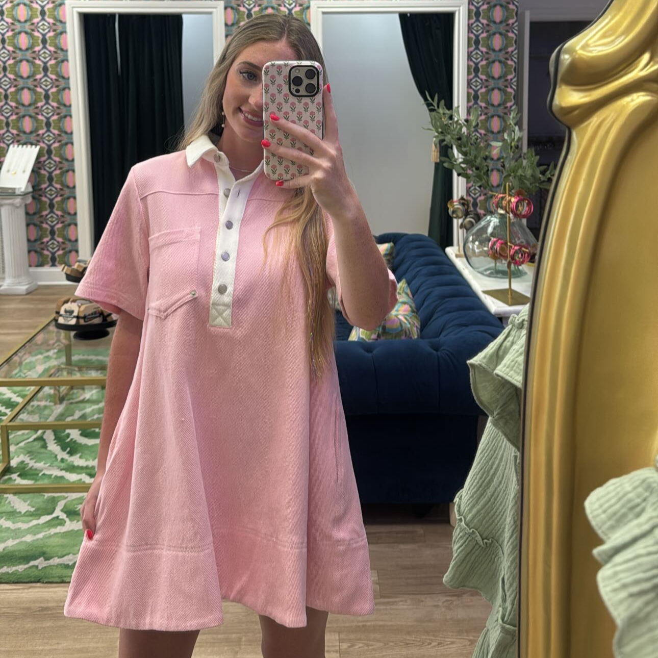 PINK CORDUROY DRESS