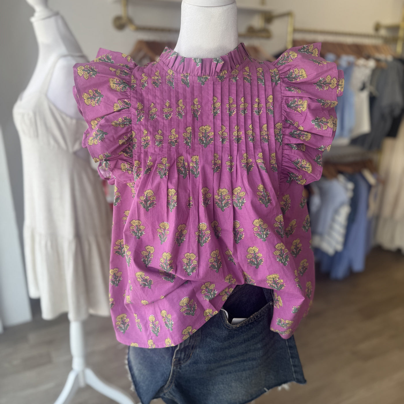 FLORAL RUFFLE TOP