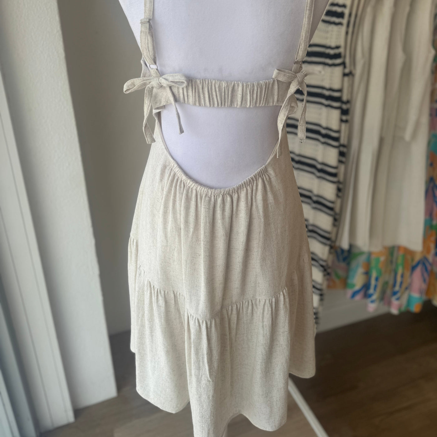 CREAM DROP WAIST MINI DRESS