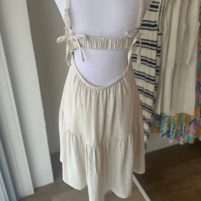 CREAM DROP WAIST MINI DRESS